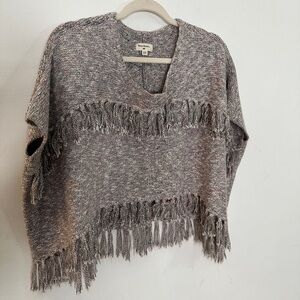 Cost Plus World Market V-Neck Fringed Sweater - Gray